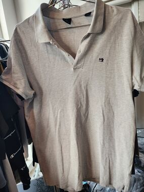 Scotch & Soda Men's Light Taupe Polo with Navy Logo